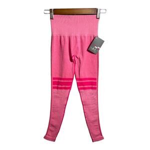 NUX Hot‎ Pink High Compression Perforated High Waisted Leggings Size Small NWT